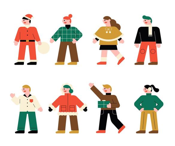 Personajes para la fiesta de navidad vector