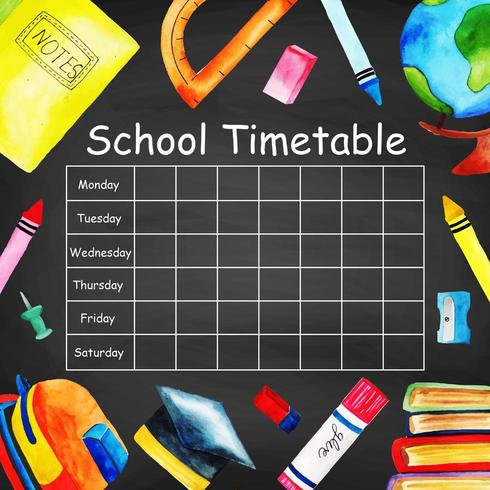 Back To School Timetable vector