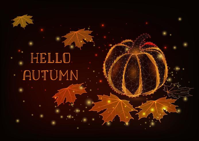 Hello Autumn greeting card template  vector