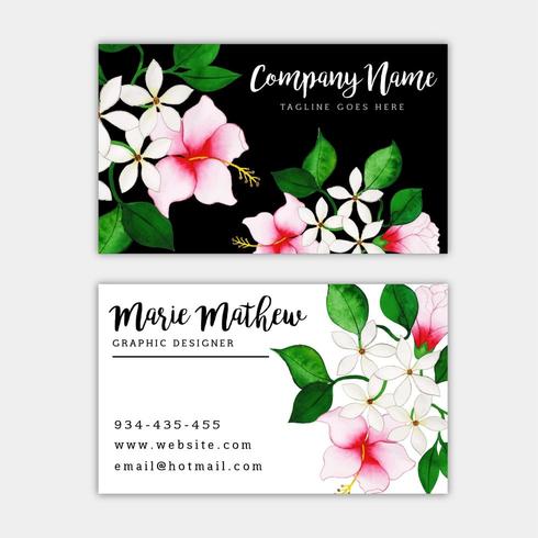 Watercolor Floral Business Card vector