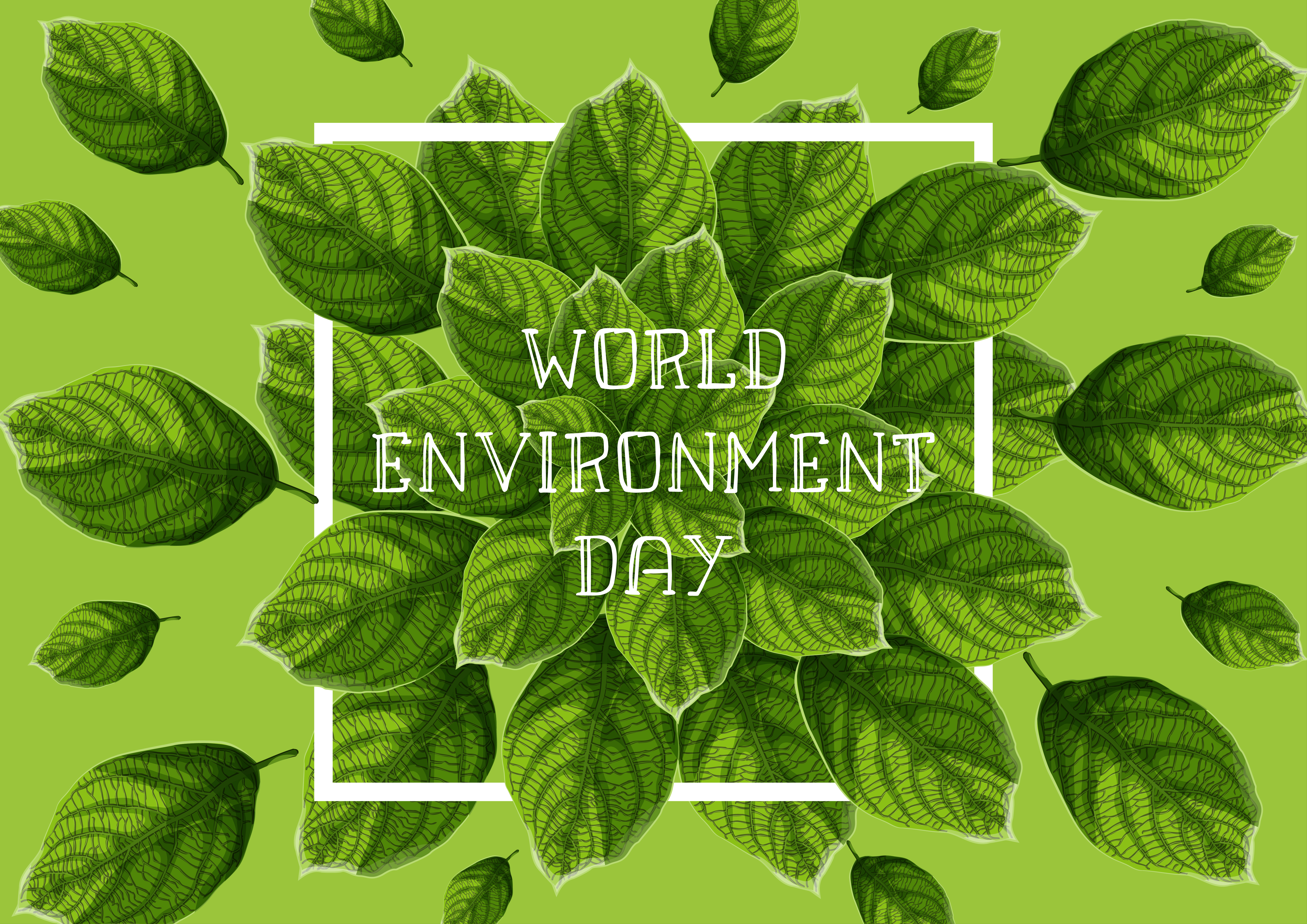 World Environment Day Banner With Green Textured Leaves Download