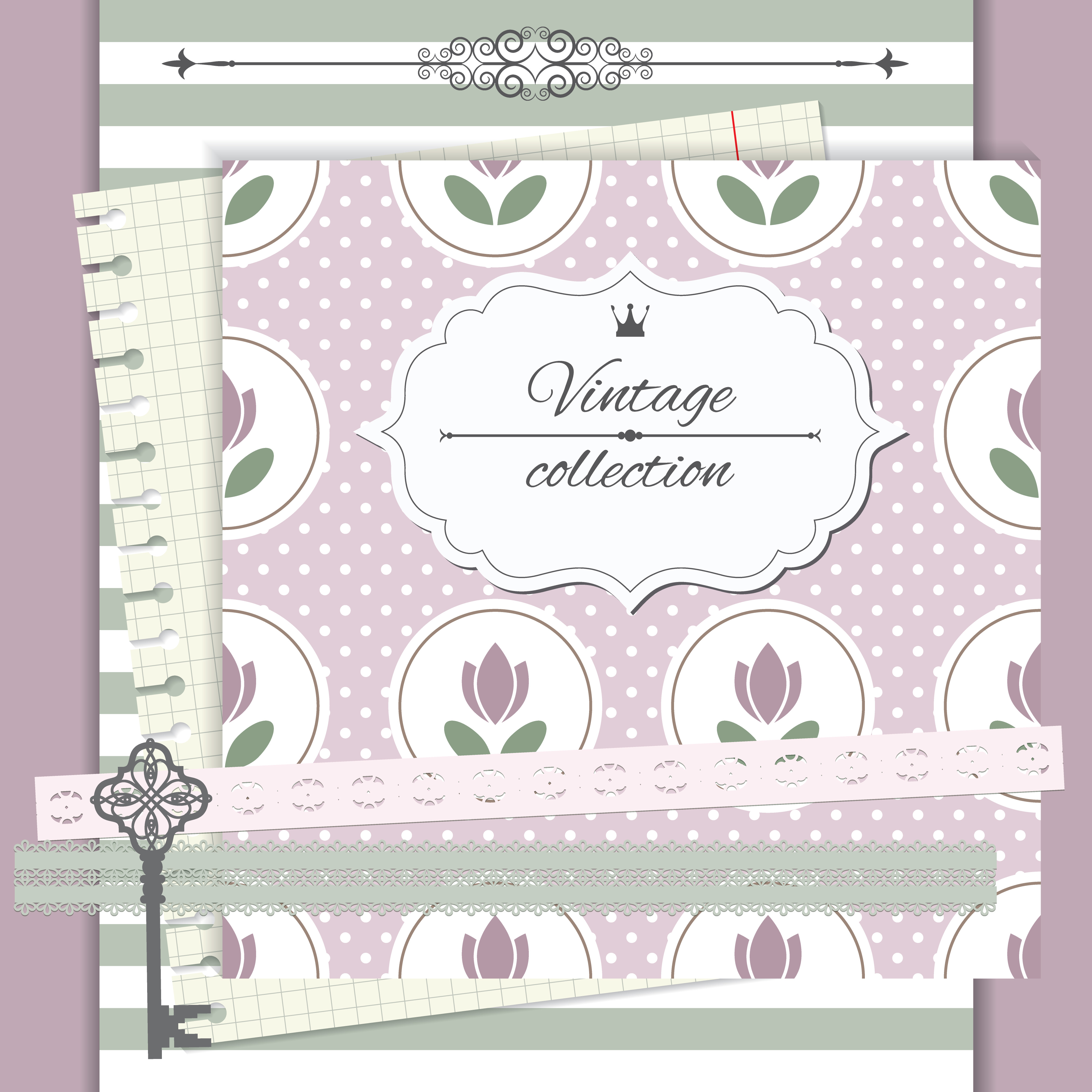 Vintage Scrapbook Notebook Cover Design 669733 Vector Art at Vecteezy