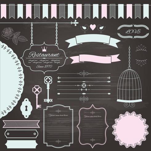 Retro Chalkboard Elements Design Set vector