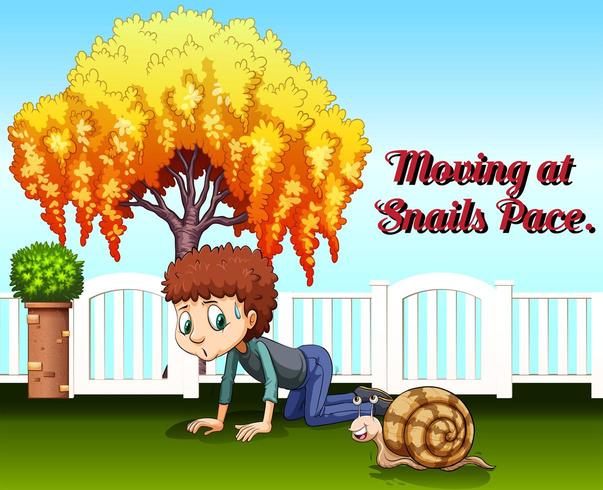 Idiom expression for moving at snails pace vector