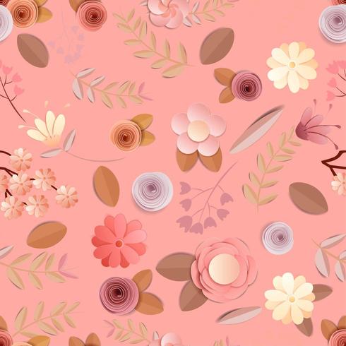 craft paper flowers pattern seamless background vector