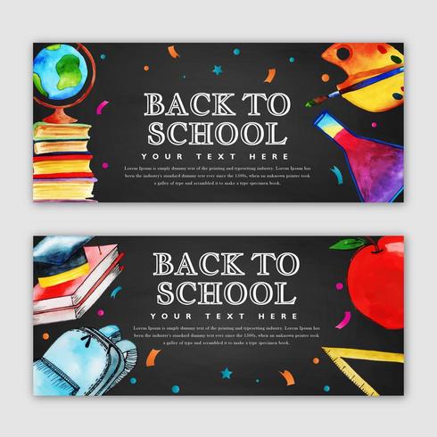 Conjunto de banners de regreso a la escuela vector