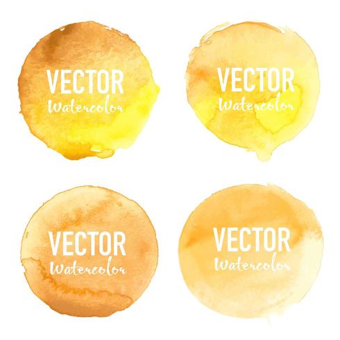 Yellow Watercolor circle set on white background vector