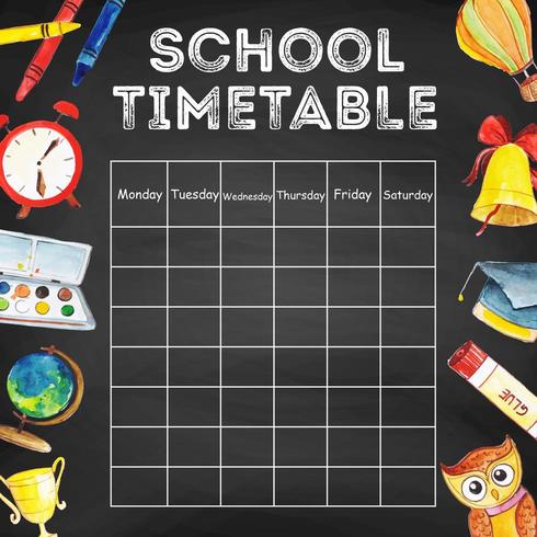 Back To School Timetable vector