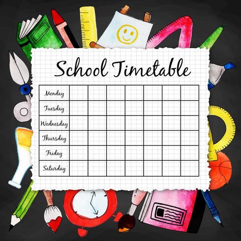 Back To School Timetable vector