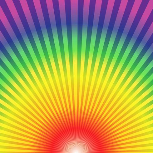 Rainbow radial rays bottom up abstract background vector