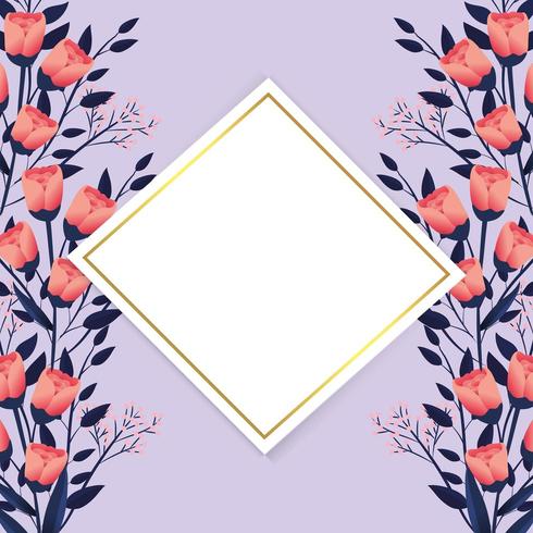 exotic flowers with diamond label vector