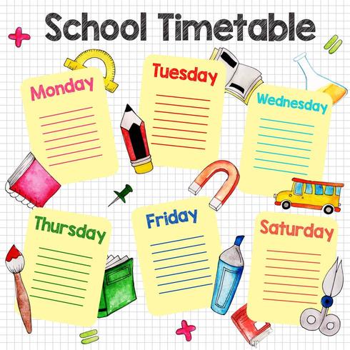 Back To School Graph Timetable vector