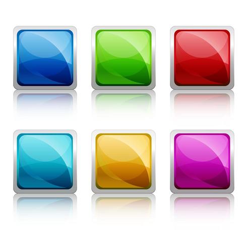 Set of colourful square glass botton vector