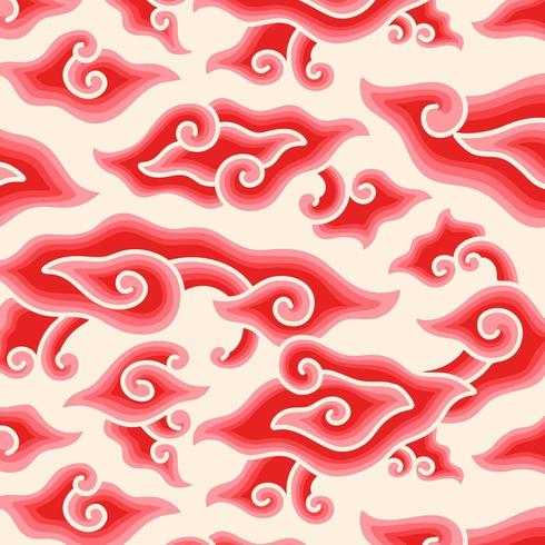 Red Megamendung Batik Seamless Pattern vector