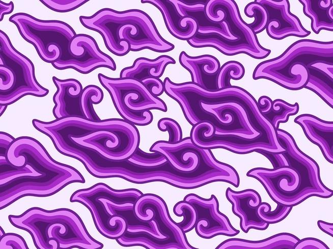 Patrón de megamendung de tela batik púrpura de Indonesia vector