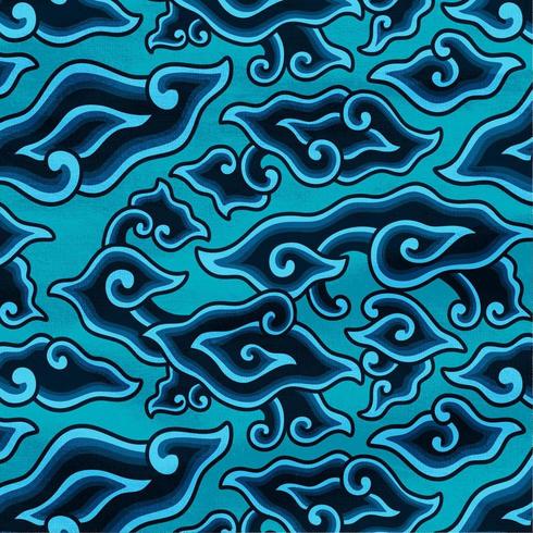 Teal Batik Of Indonesia Fabric Megamendung Pattern vector