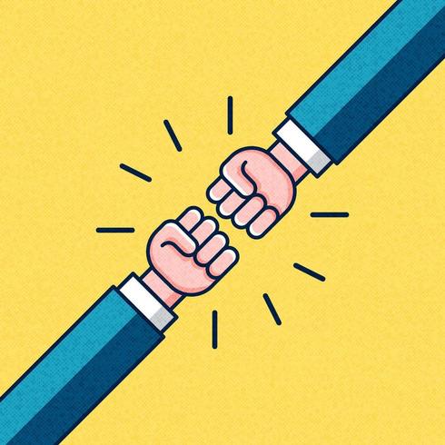 Fist Bump Retro Flat Line Vector Design