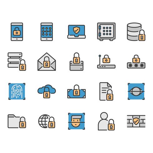 Security and protection related icon set vector