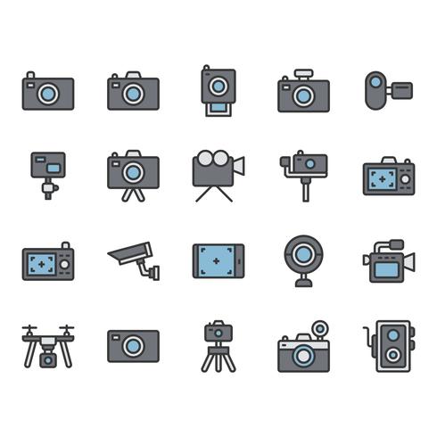 Camera related icon set vector