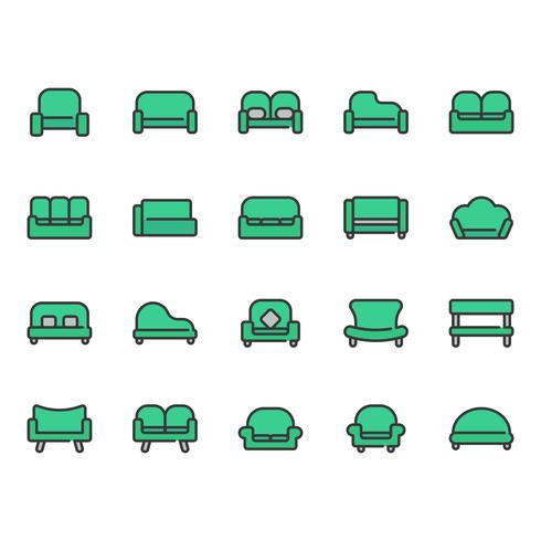 Sofa and seat icon set vector