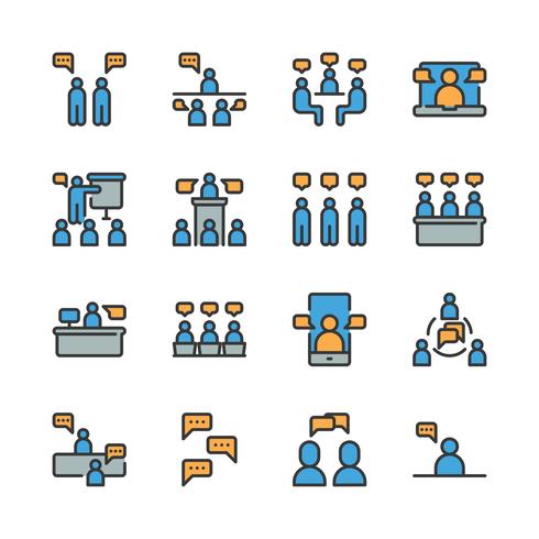 Business and people with speech bubble icon set vector