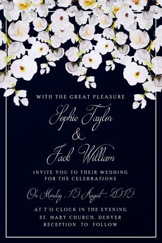 Watercolor Floral Wedding Invitation Card vector