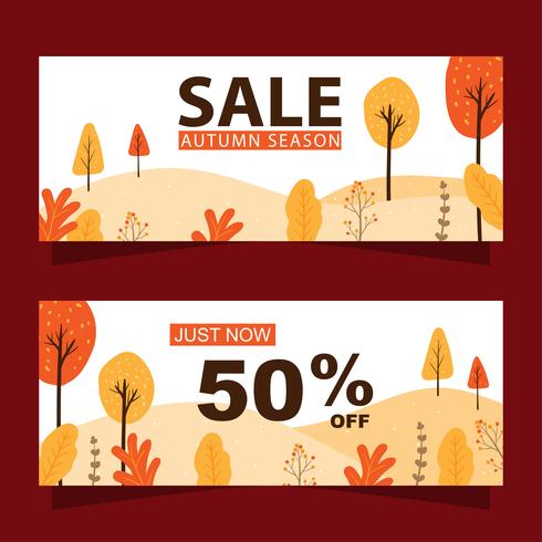 Conjunto de banners de venta otoño vector