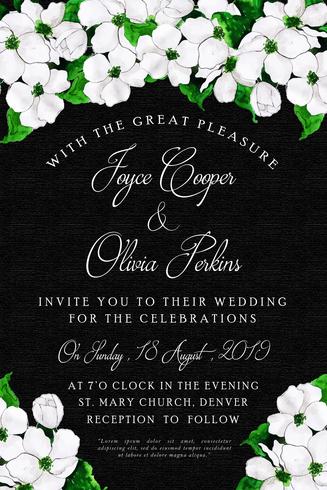 Watercolor Floral Wedding Invitation Card vector