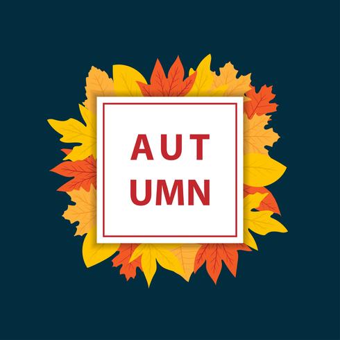 Autumn banner with square frame vector