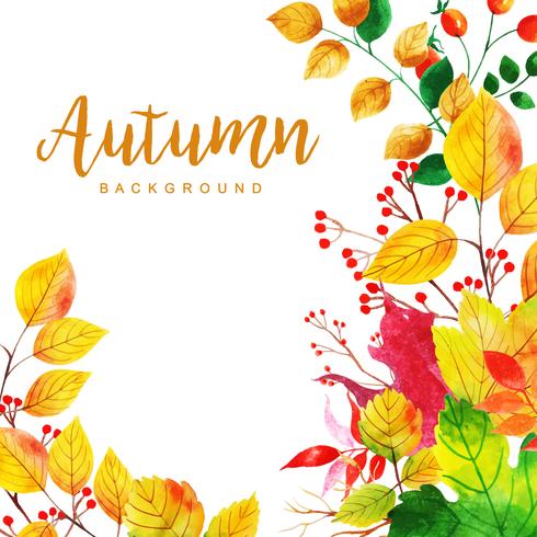 Watercolor Autumn Leaves Background vector