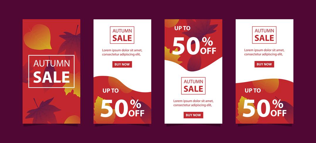 Autumn flash sale banners set vector