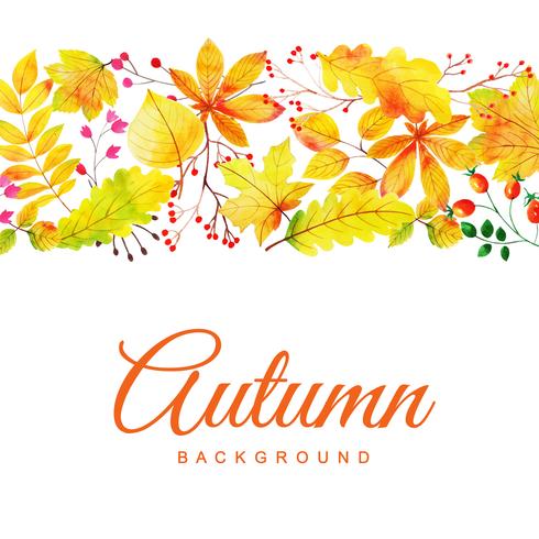 Beautiful Watercolor Autumn Leaves Background vector