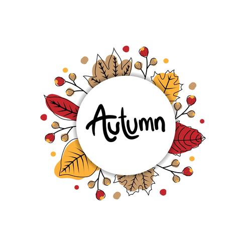 Autumn leaves banner with circle vector