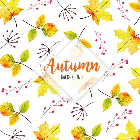 Beautiful Watercolor Autumn Leaves Background vector