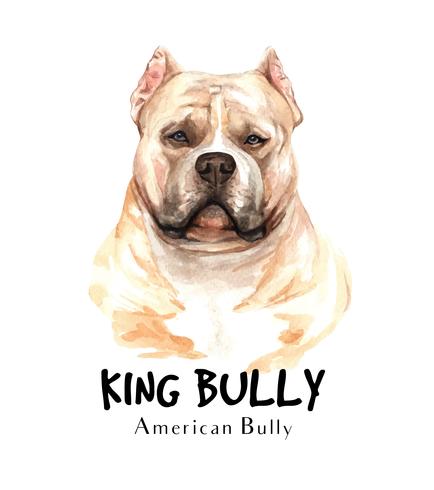 Acuarela retrato de perro American Bully vector