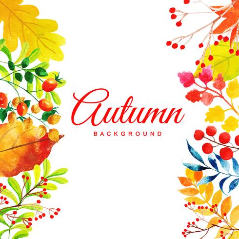 Beautiful Watercolor Autumn Leaves Background vector