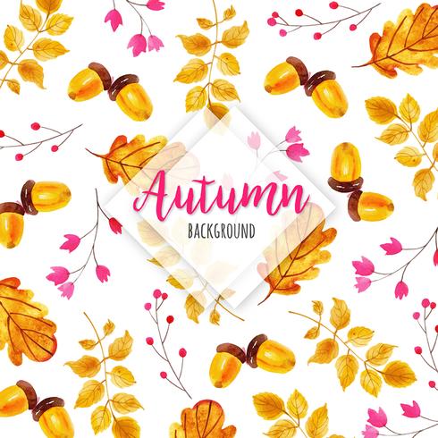 Watercolor Autumn Leaves Background vector