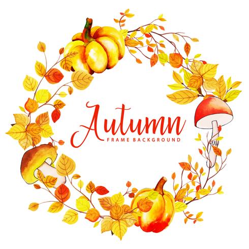 Beautiful Watercolor Autumn Leaves Wreath vector