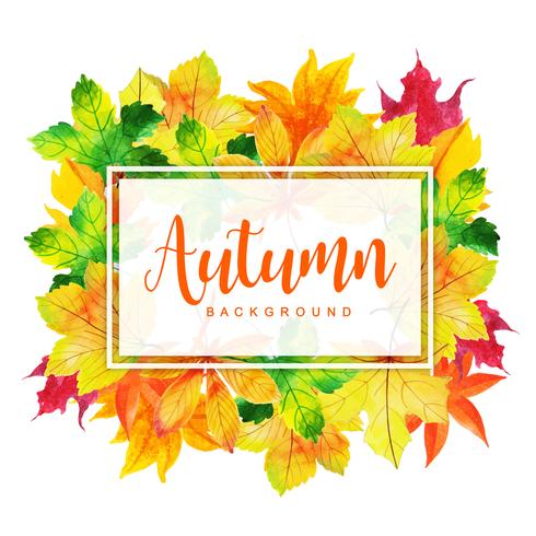 Beautiful Watercolor Autumn Leaves Frame vector