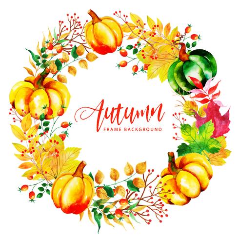 Beautiful Watercolor Autumn Leaves Wreath vector