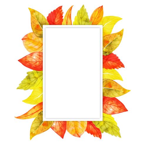 Watercolor Autumn Leaves Frame vector