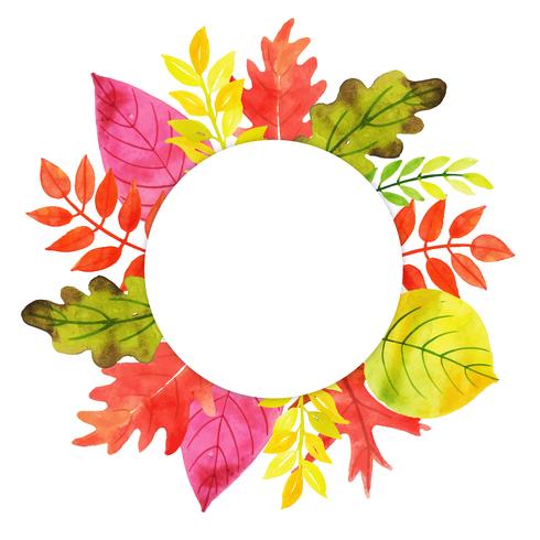 Watercolor Autumn Leaves Frame vector