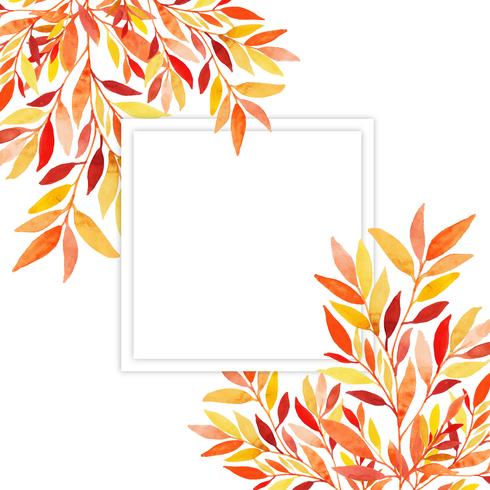 Watercolor Autumn Leaves Frame vector