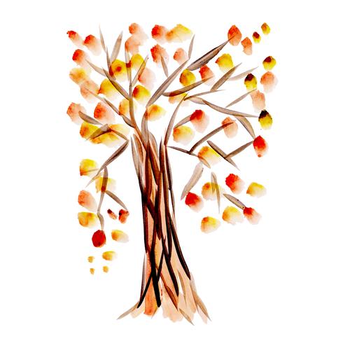 Árbol de otoño de acuarela vector