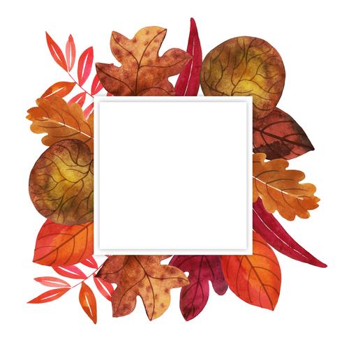 Watercolor Autumn Leaves Frame vector