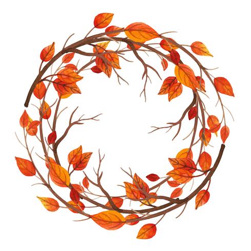 Watercolor Autumn Leaves Frame vector