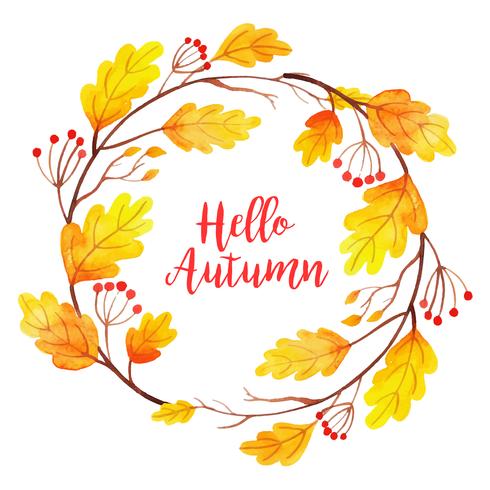 Watercolor Autumn Leaves Frame vector