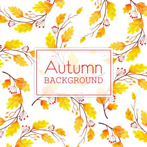 Beautiful Watercolor Autumn Leaves Background vector