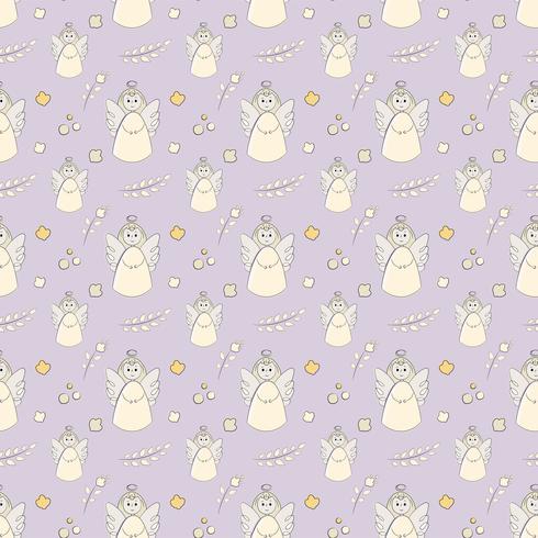 Seamless Pattern of Christening Angel vector