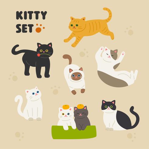 Cute cats set vector